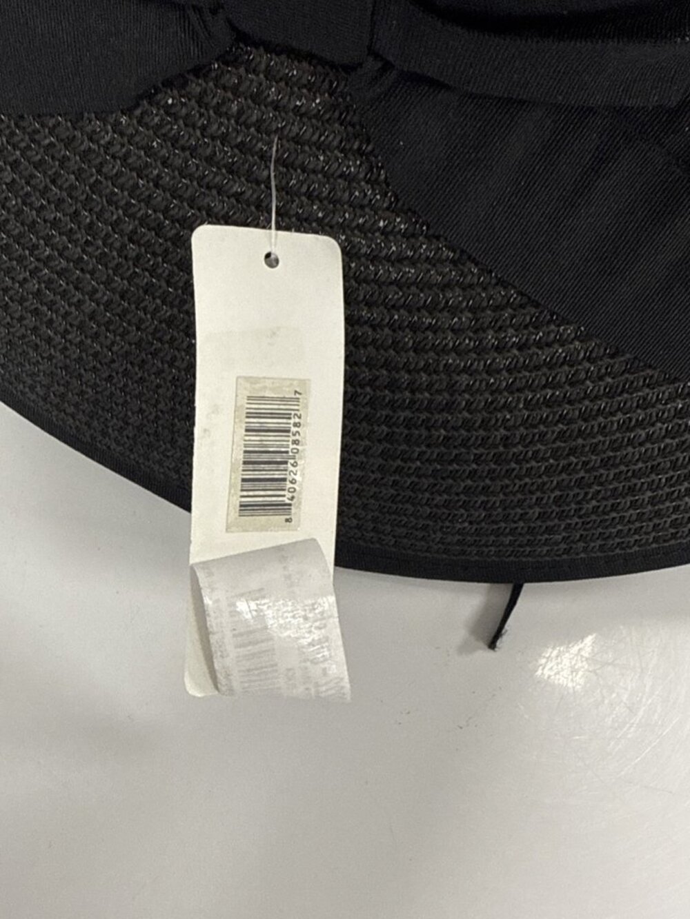 NWT Jeanne Simmons Women's Summer Straw Woven Wide Brim Beach Hat Black Bow Cute - Picture 9 of 16